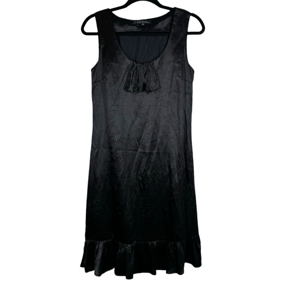 J.P. & Mattie Vintage Sleeveless Dress Black Crinkle Fabric Size Medium